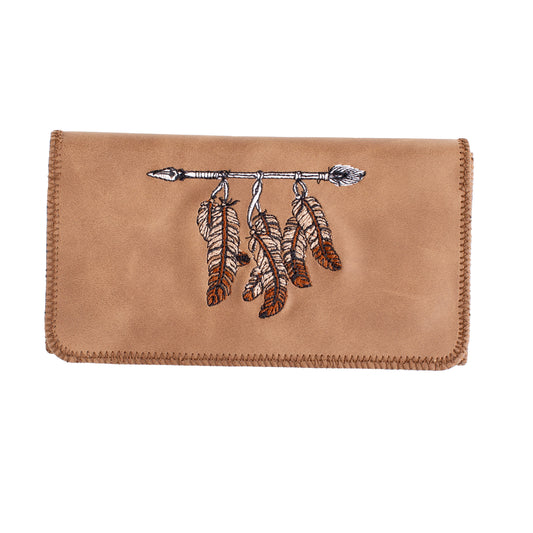 King Size Feathers Embroidered Tobacco Pouch